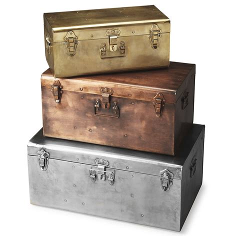 old metal chest box|metal storage trunk.